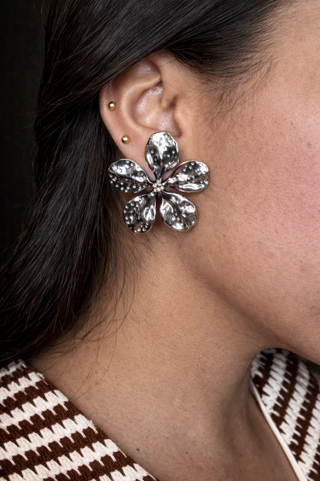 Silver Flower Earrings
